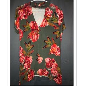 Olive Green Floral Cutout Tee!